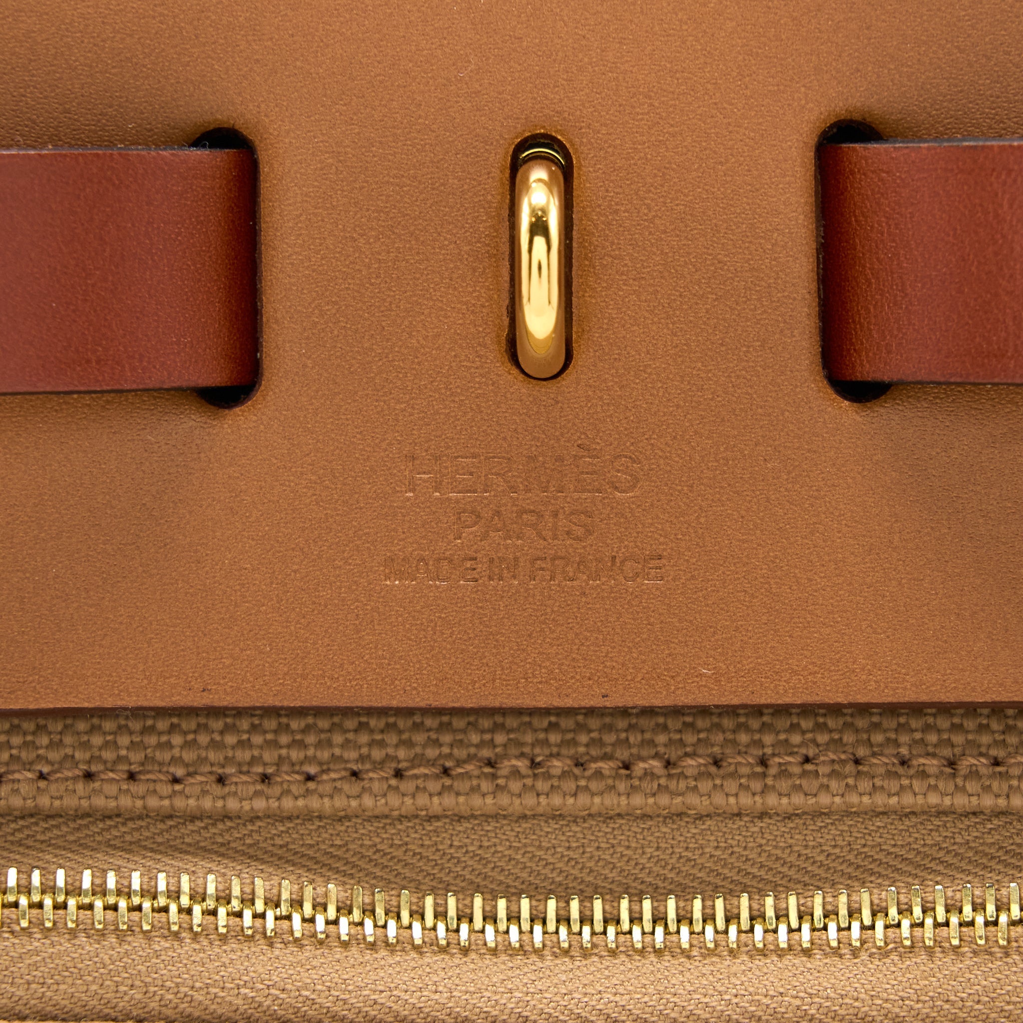 HERMES HERBAG 31 ZIP BAG CANVAS/ HUNTER CHAI/ NATU SABLE/FAUVE/CUIVRE GHW