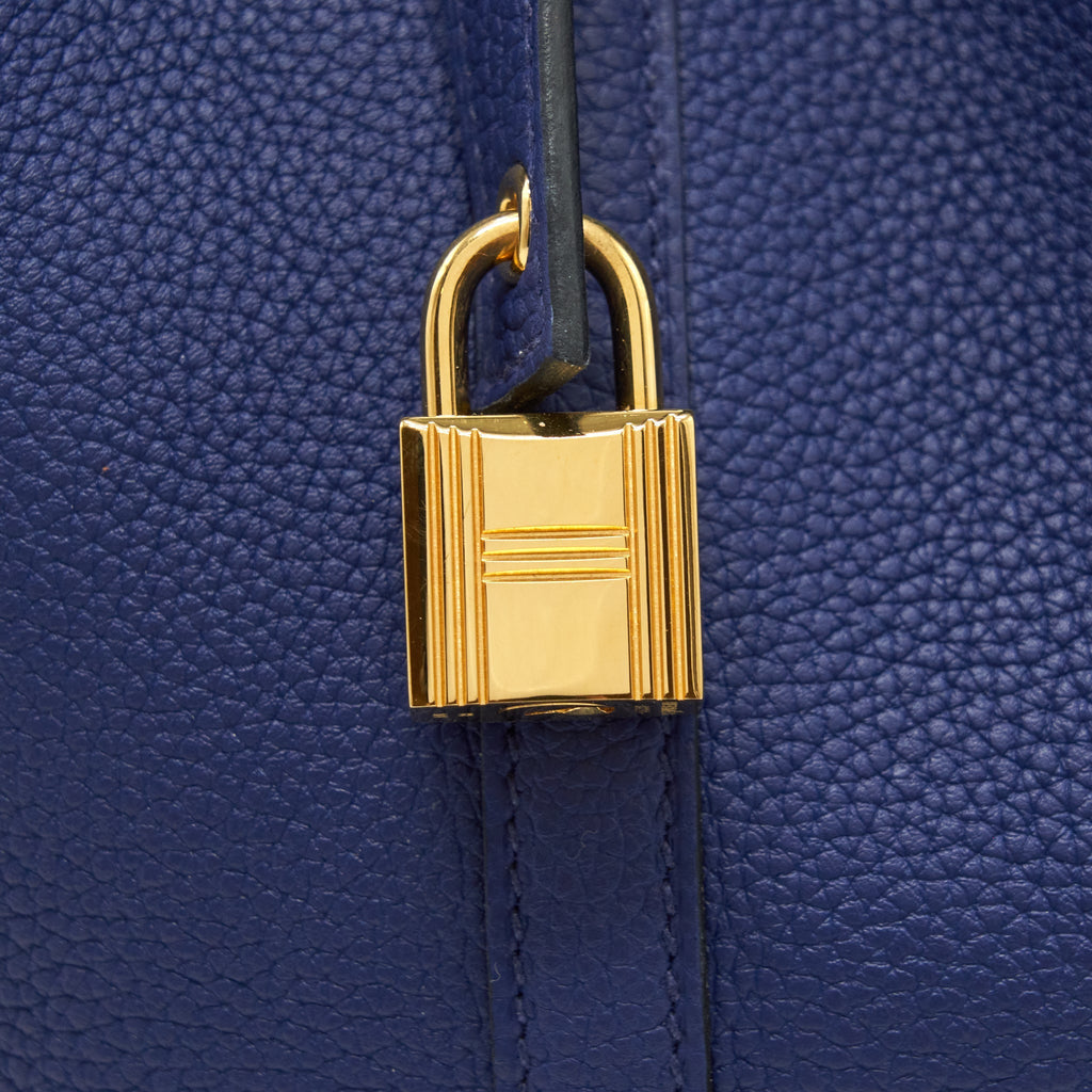 HERMES PICOTIN 22 LOCK BAG TAURILLON MAURICE BLUE SAPHIR GHW