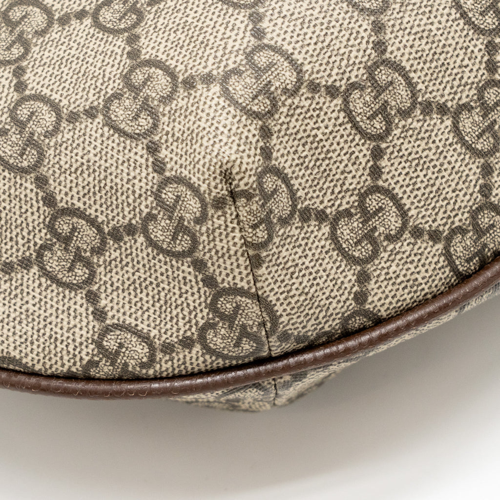 GUCCI SMALL OPHIDIA HALF MOON CROSSBODY HOBO BAG GG SUPREME CANVAS GHW