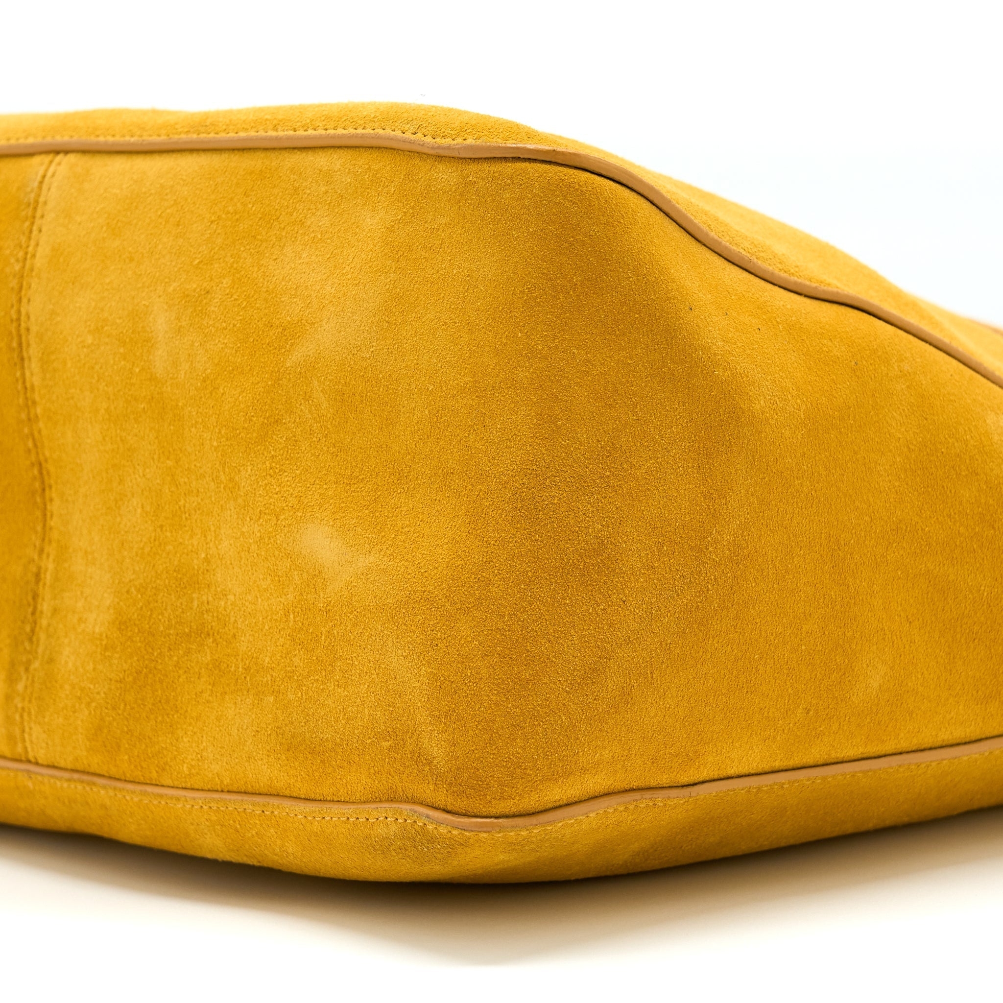 CELINE FLAP SHOULDER BAG SUEDE MUSTARD YELLOW SHW