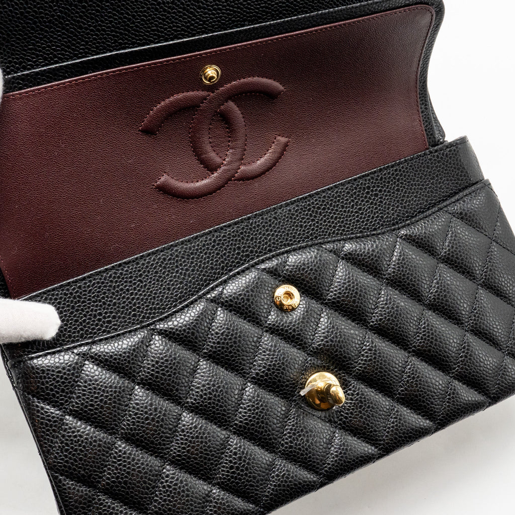 CHANEL MEDIUM CLASSIC DOUBLE FLAP BAG CAVIAR BLACK GHW(MICROCHIP)