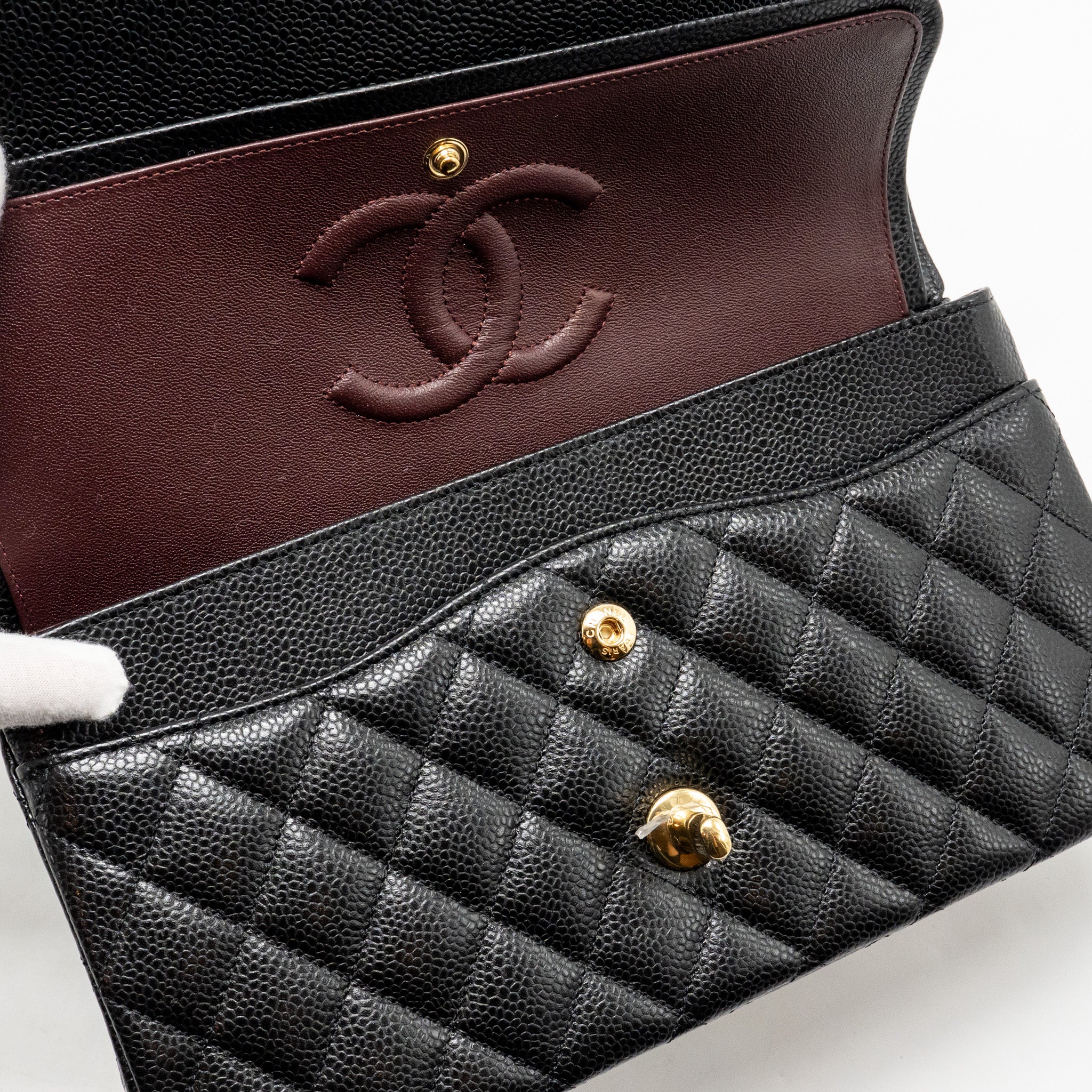 CHANEL MEDIUM CLASSIC DOUBLE FLAP BAG CAVIAR BLACK GHW(MICROCHIP)