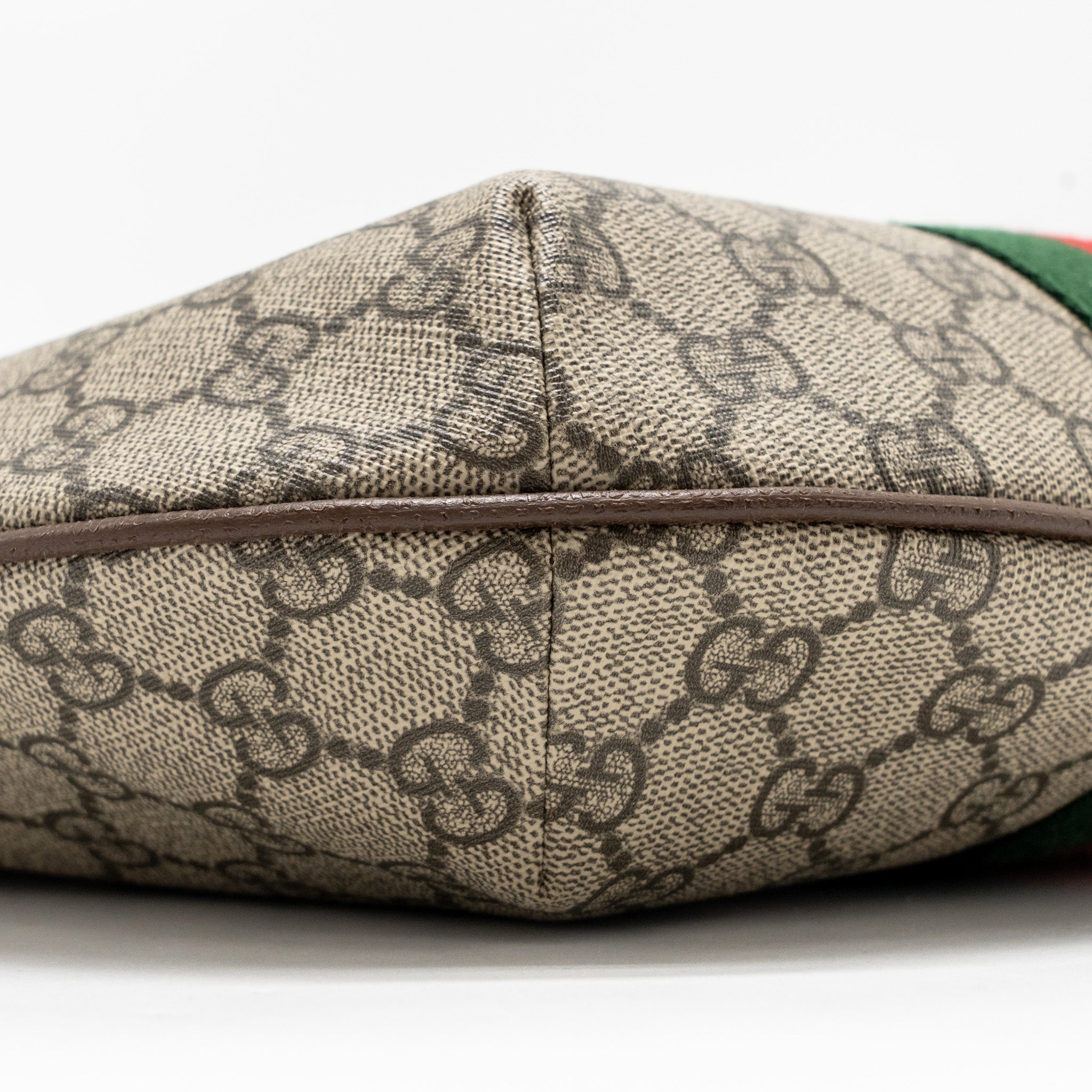 GUCCI SMALL OPHIDIA HALF MOON CROSSBODY HOBO BAG GG SUPREME CANVAS GHW