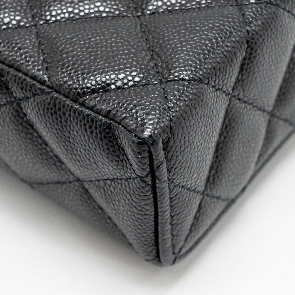 CHANEL 25P CC TOP HANDLE VANITY WITH CHAIN CAVIAR BLACK LGHW (MICROCHIP)