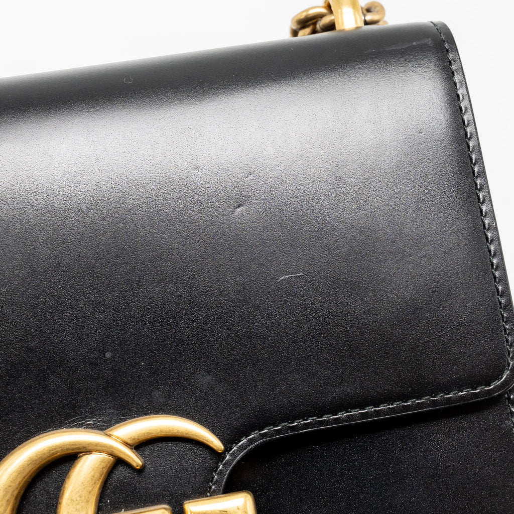 GUCCI GG MARMONT SQUARE PURSE BAG CALFSKIN BLACK GHW
