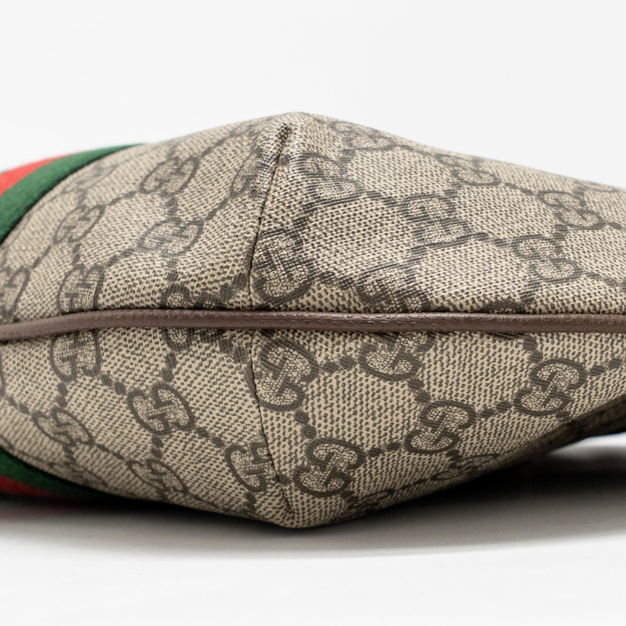 GUCCI SMALL OPHIDIA HALF MOON CROSSBODY HOBO BAG GG SUPREME CANVAS GHW