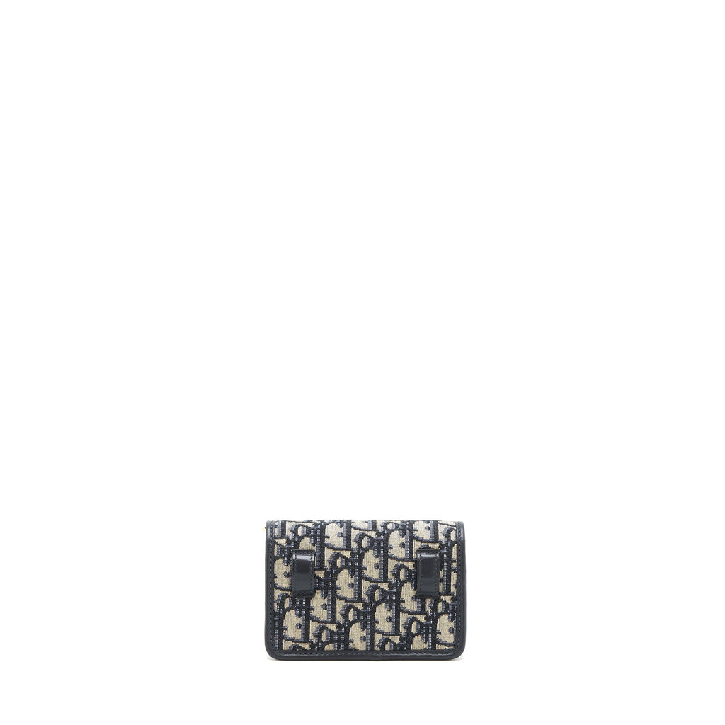 DIOR 30 MONTAIGN NANO POUCH WITH CHAIN BLUE OBLIQUE JACQUARD