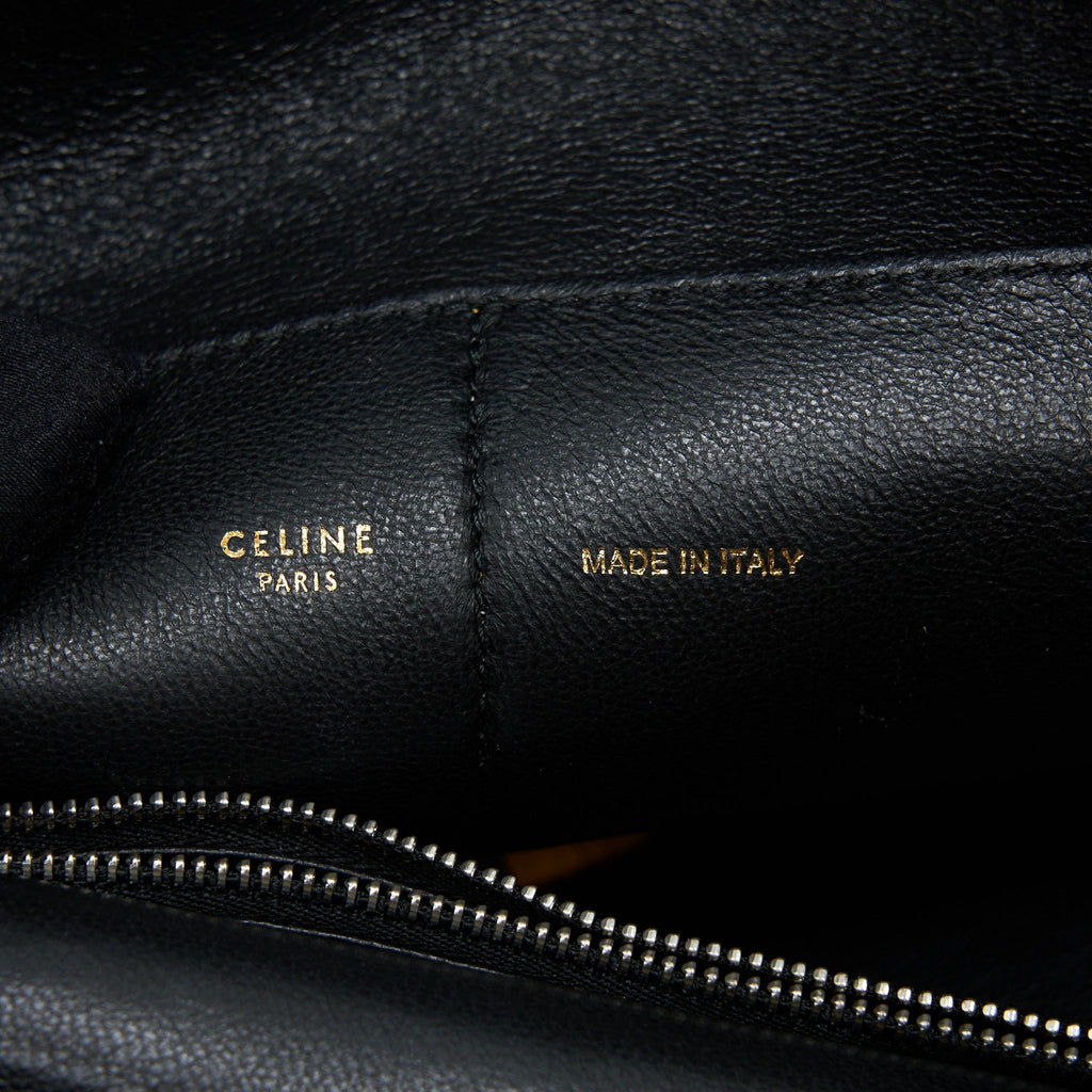CELINE FLAP SHOULDER BAG SUEDE MUSTARD YELLOW SHW