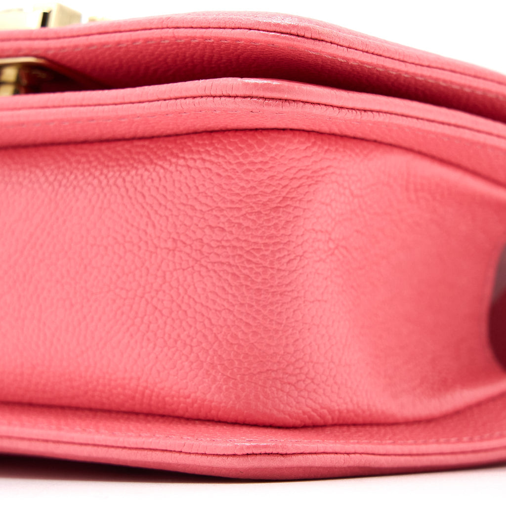 CHANEL SUPER MINI BOY BAG CHEVRON CAVIAR PINK LGHW (MICROCHIP)