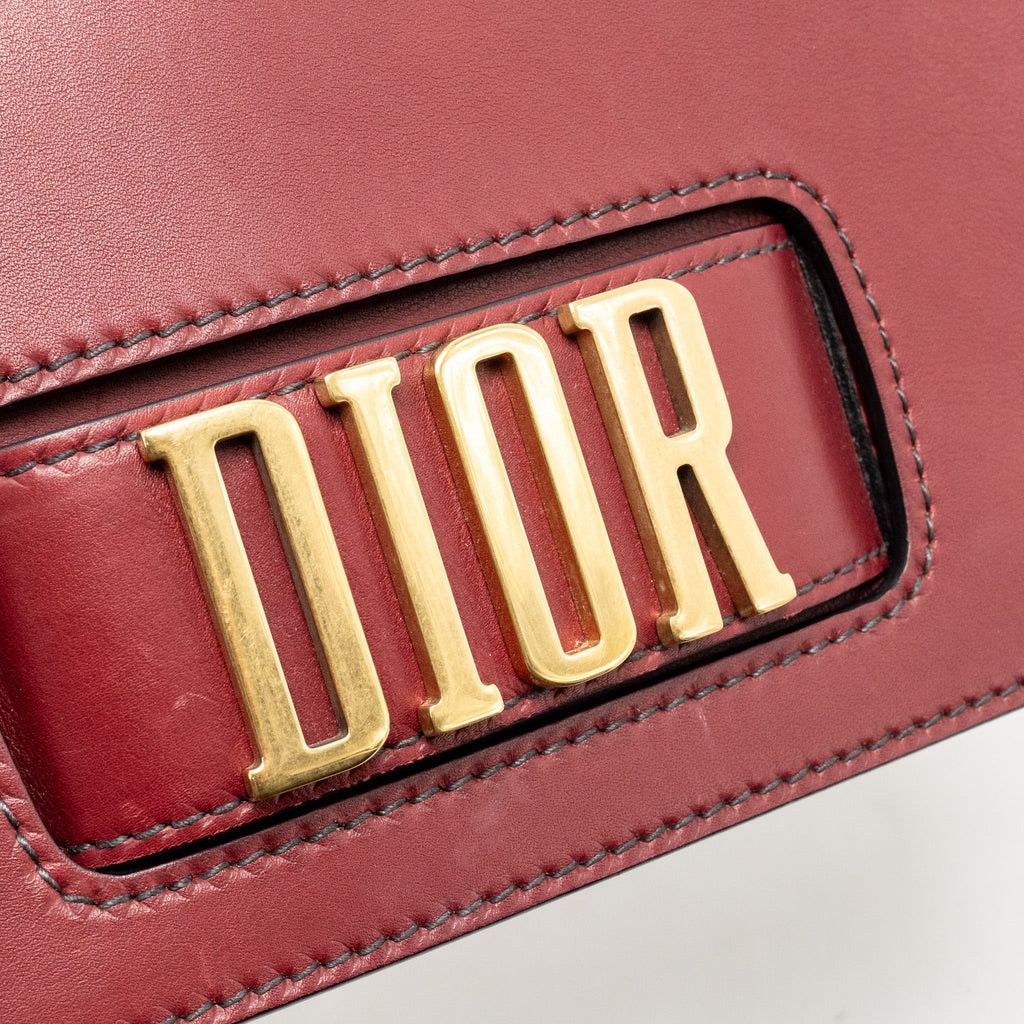 DIOR DIOREVOLUTION FLAP BAG DARK RED CALFSKIN GHW