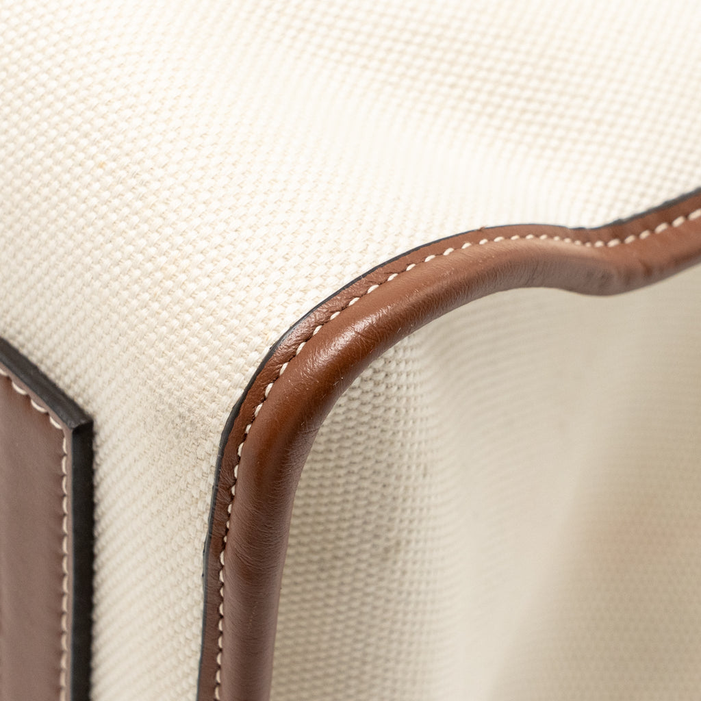 BURBERRY MEDIUM FREYA TOTE CANVAS/LEATHER NATURAL/TAN GHW