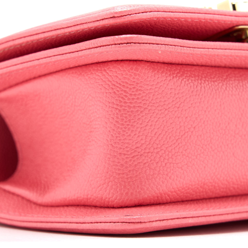 CHANEL SUPER MINI BOY BAG CHEVRON CAVIAR PINK LGHW (MICROCHIP)