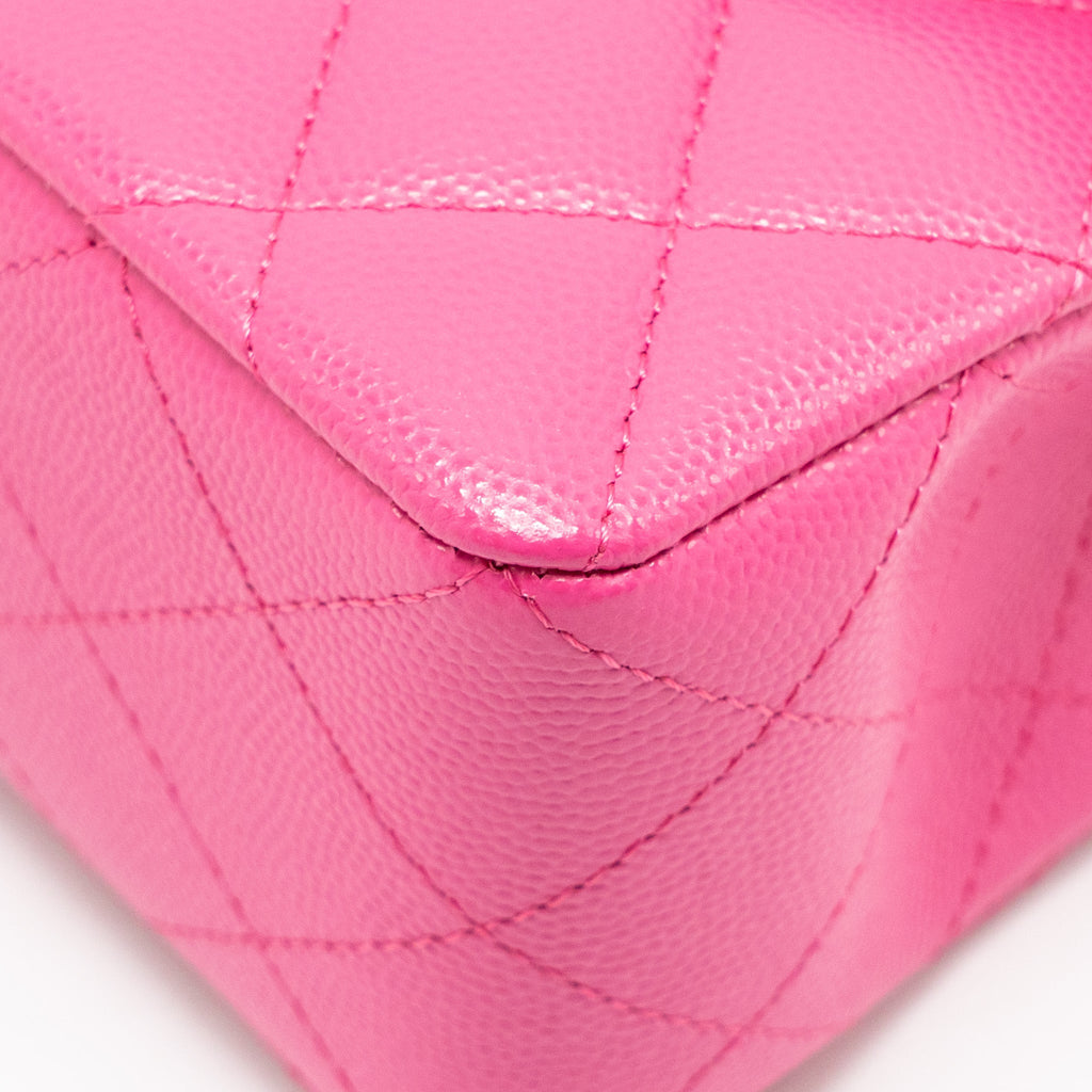 CHANEL SMALL CLASSIC DOUBLE FLAP BAG CAVIAR PINK LGHW (MICROCHIP)