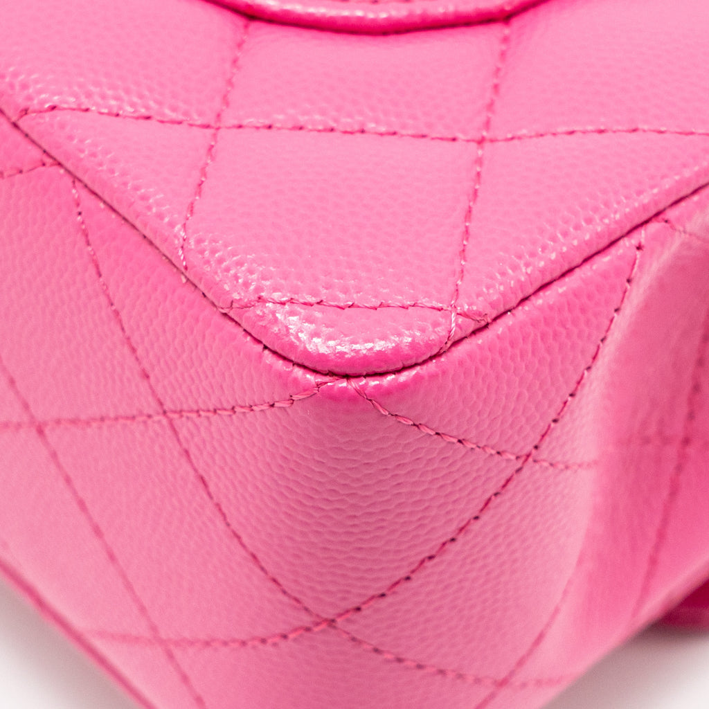 CHANEL SMALL CLASSIC DOUBLE FLAP BAG CAVIAR PINK LGHW (MICROCHIP)