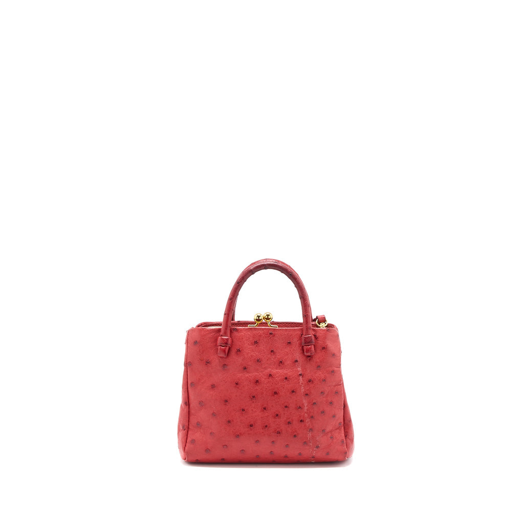 MIUMIU TOTE BAG OSTRICH RED GHW