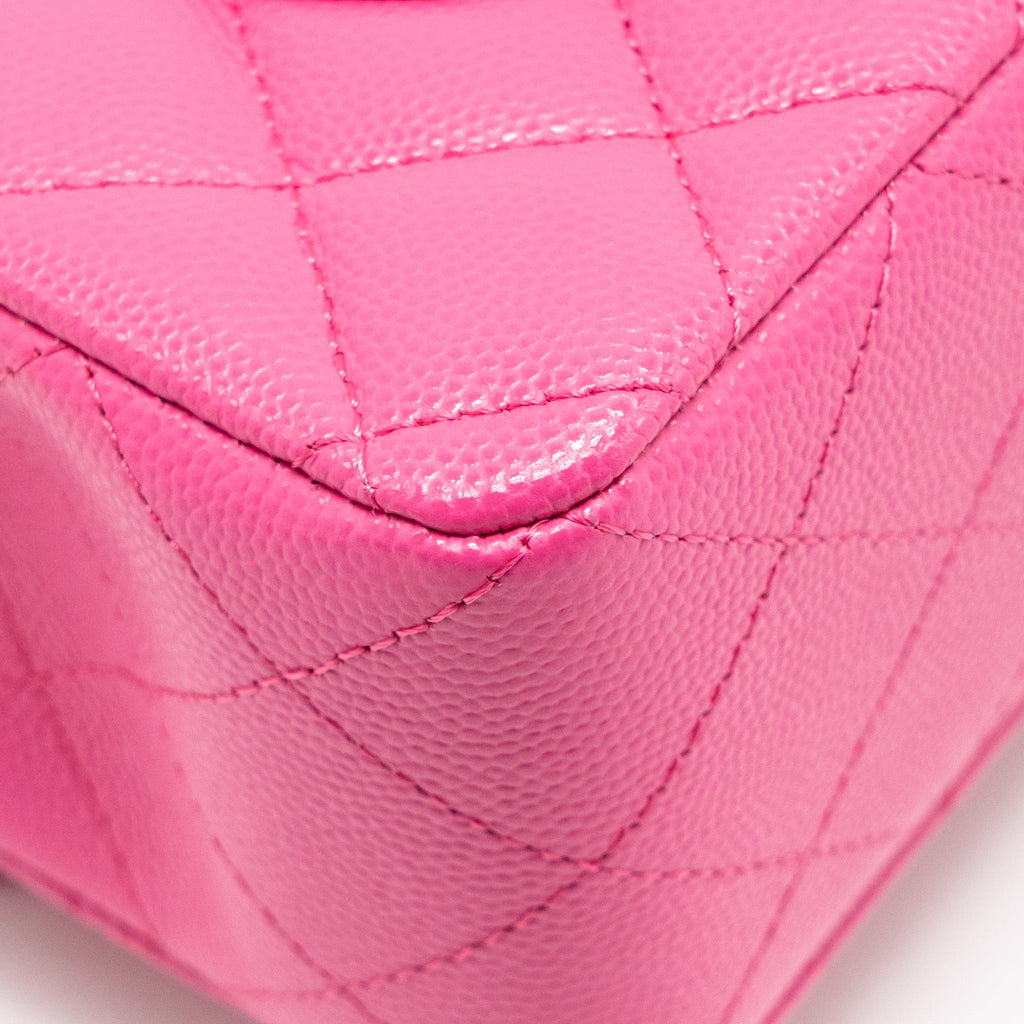 CHANEL SMALL CLASSIC DOUBLE FLAP BAG CAVIAR PINK LGHW (MICROCHIP)