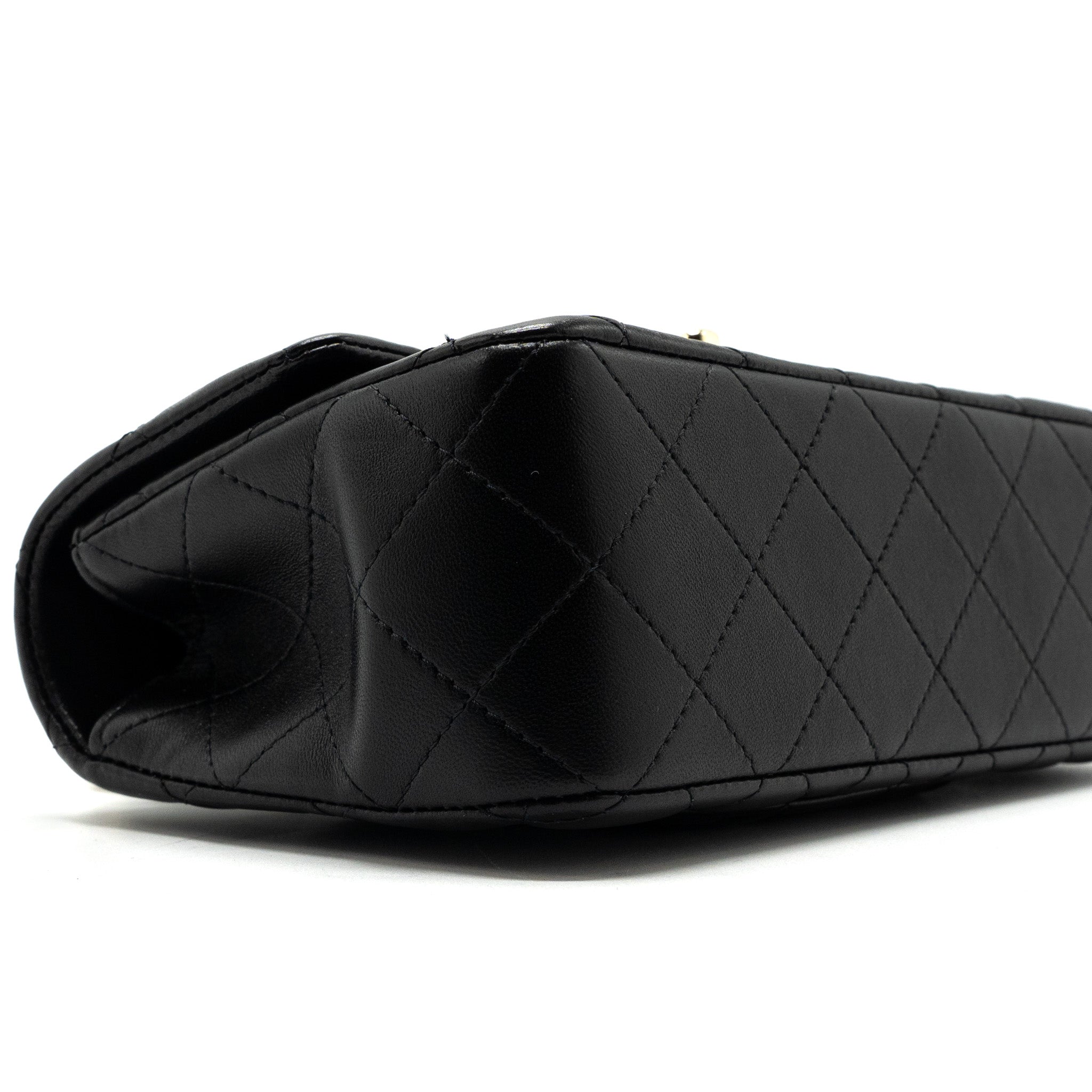 CHANEL TOP HANDLE MINI RECTANGULAR FLAP BAG LAMBSKIN BLACK LGHW (MICROCHIP)