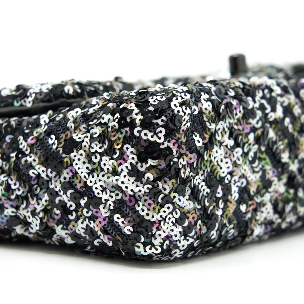 CHANEL MINI RECTANGULAR FLAP BAG SEQUINS MULTICOLOR BLACK HARDWARE