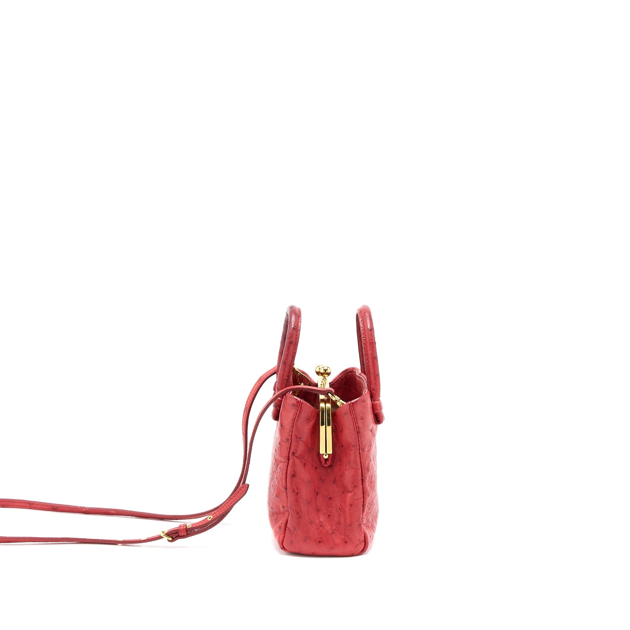 MIUMIU TOTE BAG OSTRICH RED GHW