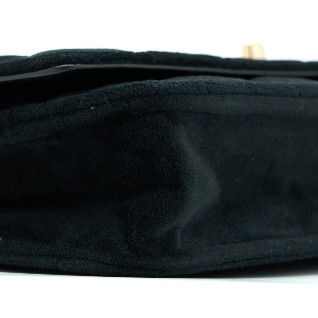 CHANEL VELVET PEARL CRUSH WALLET ON CHAIN BLACK LGHW