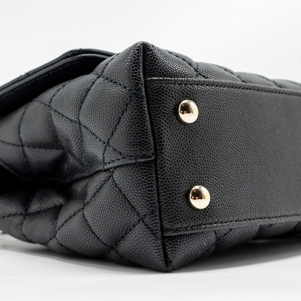 CHANEL SMALL COCO HANDLE CAVIAR BLACK LGHW (MICROCHIP)