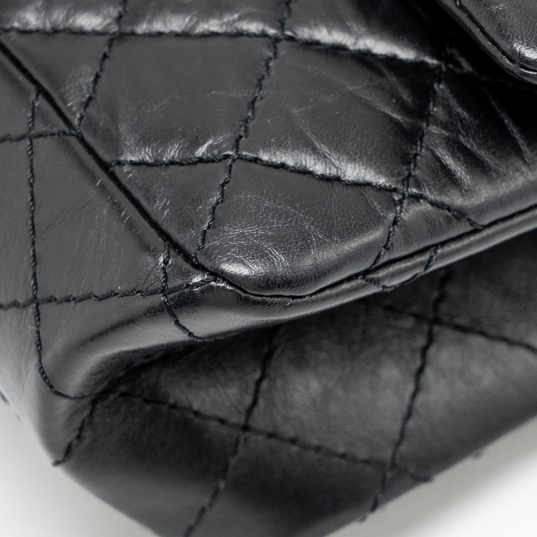 CHANEL SMALL 2.55 REISSUE FLAP BAG AGED CALFSKIN BLACK SHW