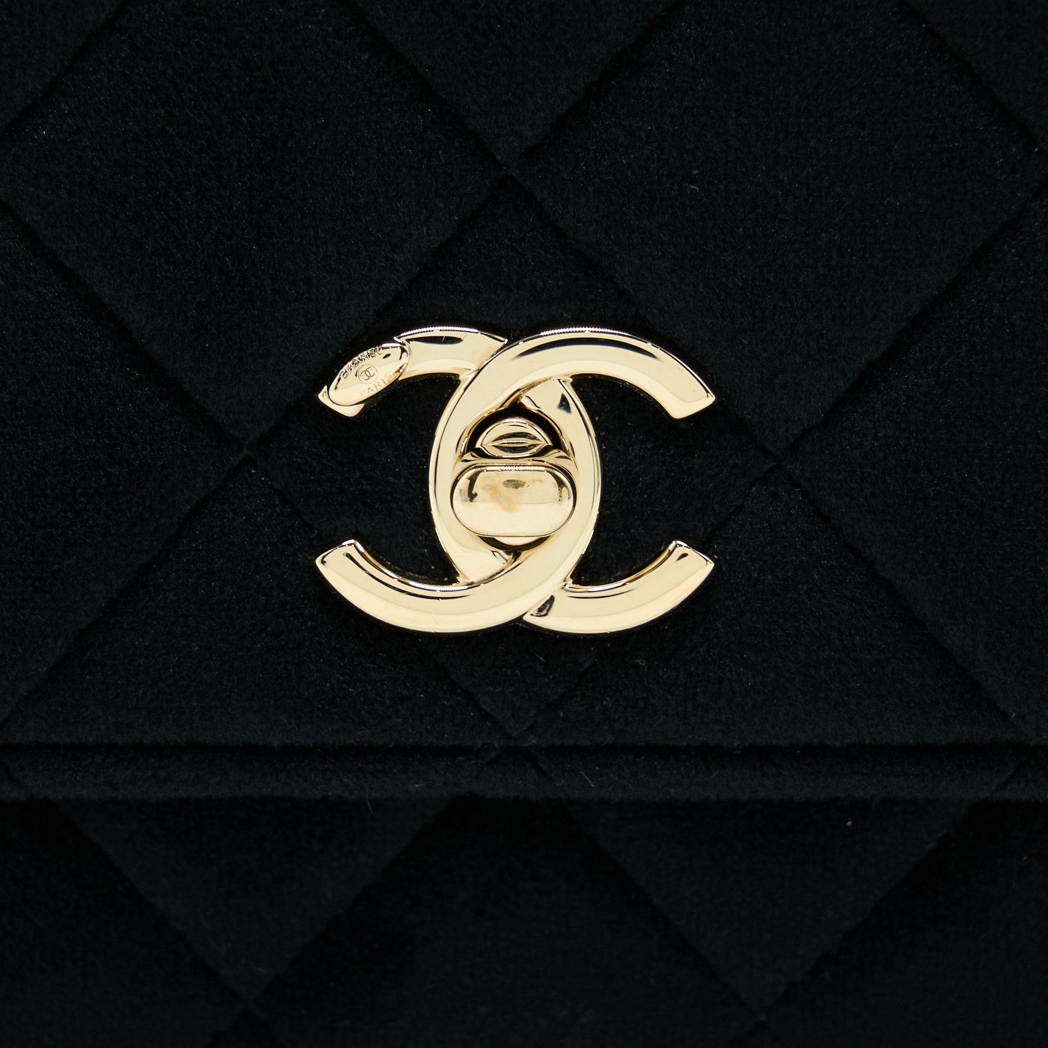 CHANEL VELVET PEARL CRUSH WALLET ON CHAIN BLACK LGHW