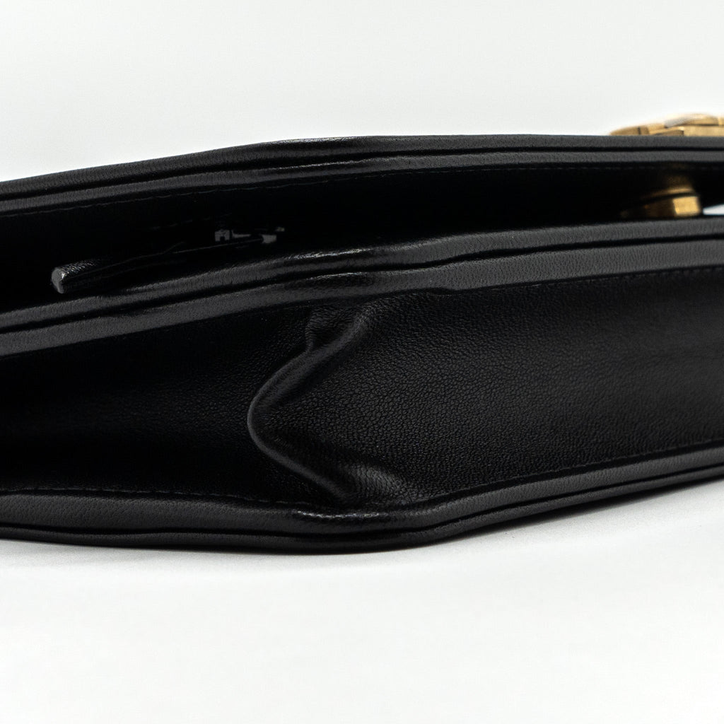 CHANEL BOY WALLET ON CHAIN LAMBSKIN BLACK GHW(MICROCHIP)