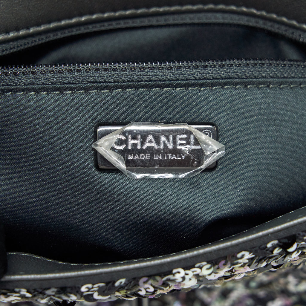 CHANEL MINI RECTANGULAR FLAP BAG SEQUINS MULTICOLOR BLACK HARDWARE