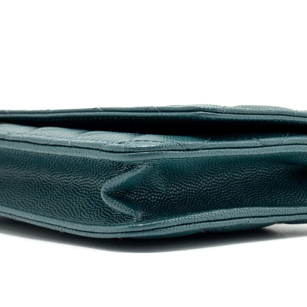 CHANEL CLASSIC WALLET ON CHAIN CAVIAR DARK GREEN SHW
