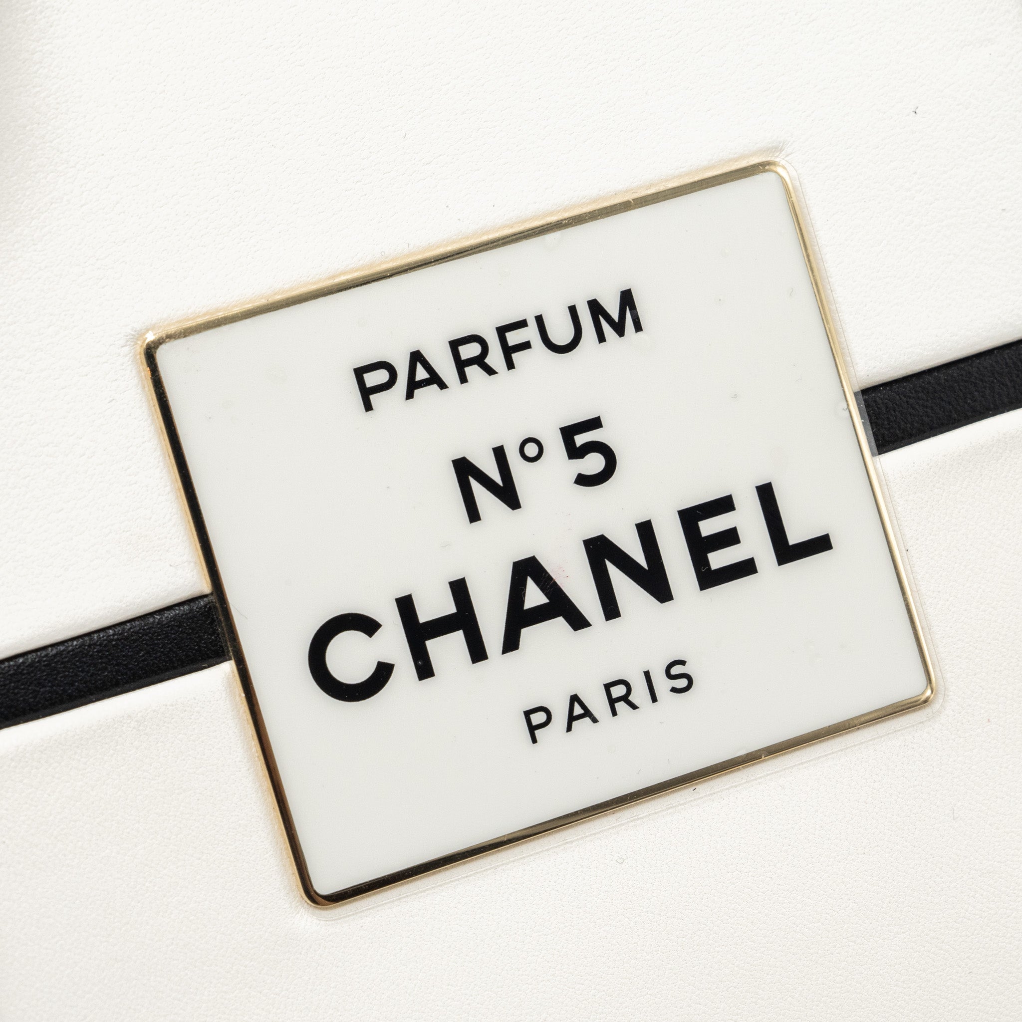 CHANEL 21S PERFUME BOTTLE EVENING BAG LAMBSKIN BLACK/WHITE LGHW