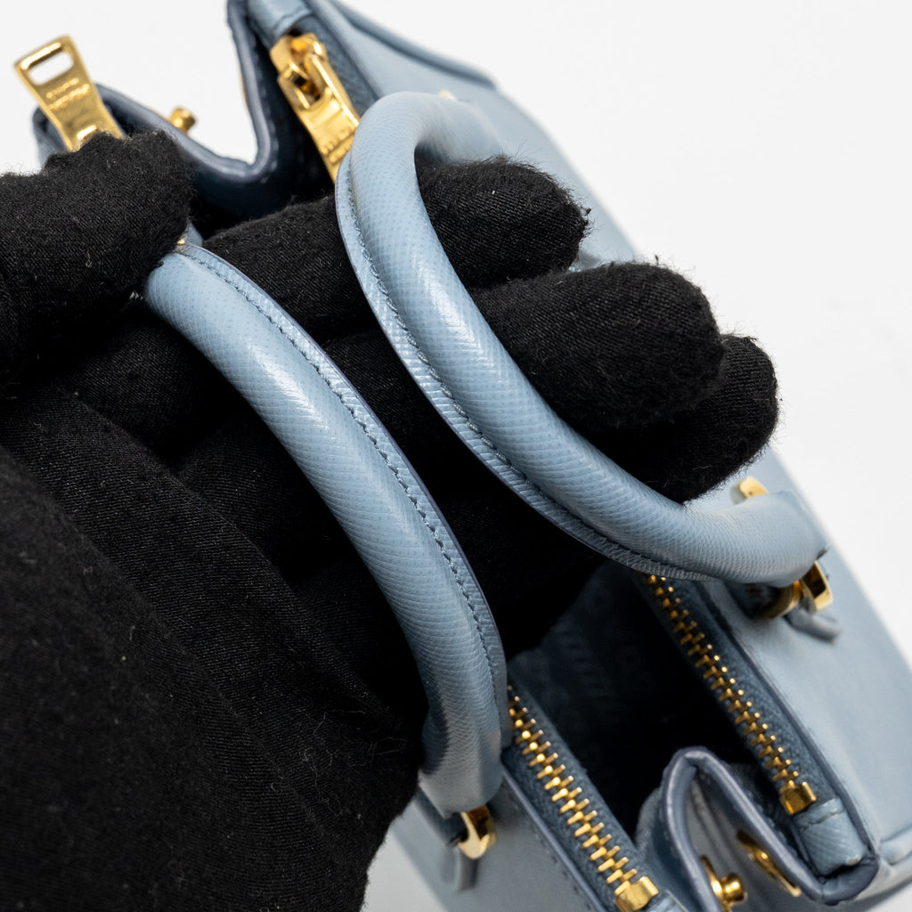 PARADA GALLERIA SAFFIANO MINI TOTE BAG LEATHER LIGHT BLUE GHW