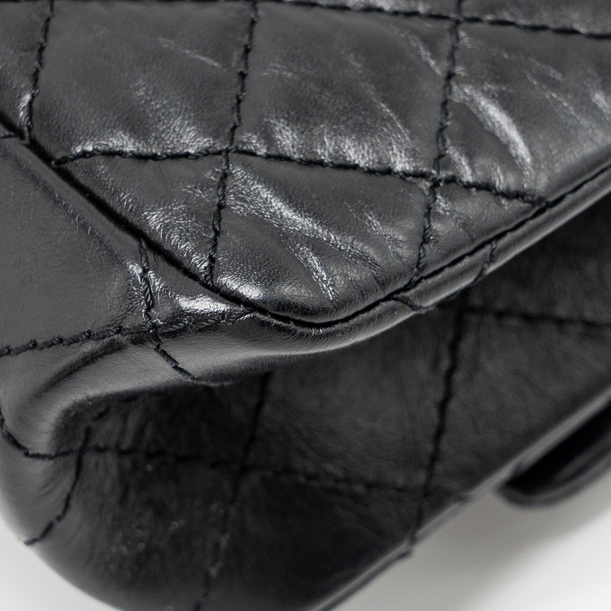 CHANEL SMALL 2.55 REISSUE FLAP BAG AGED CALFSKIN BLACK SHW