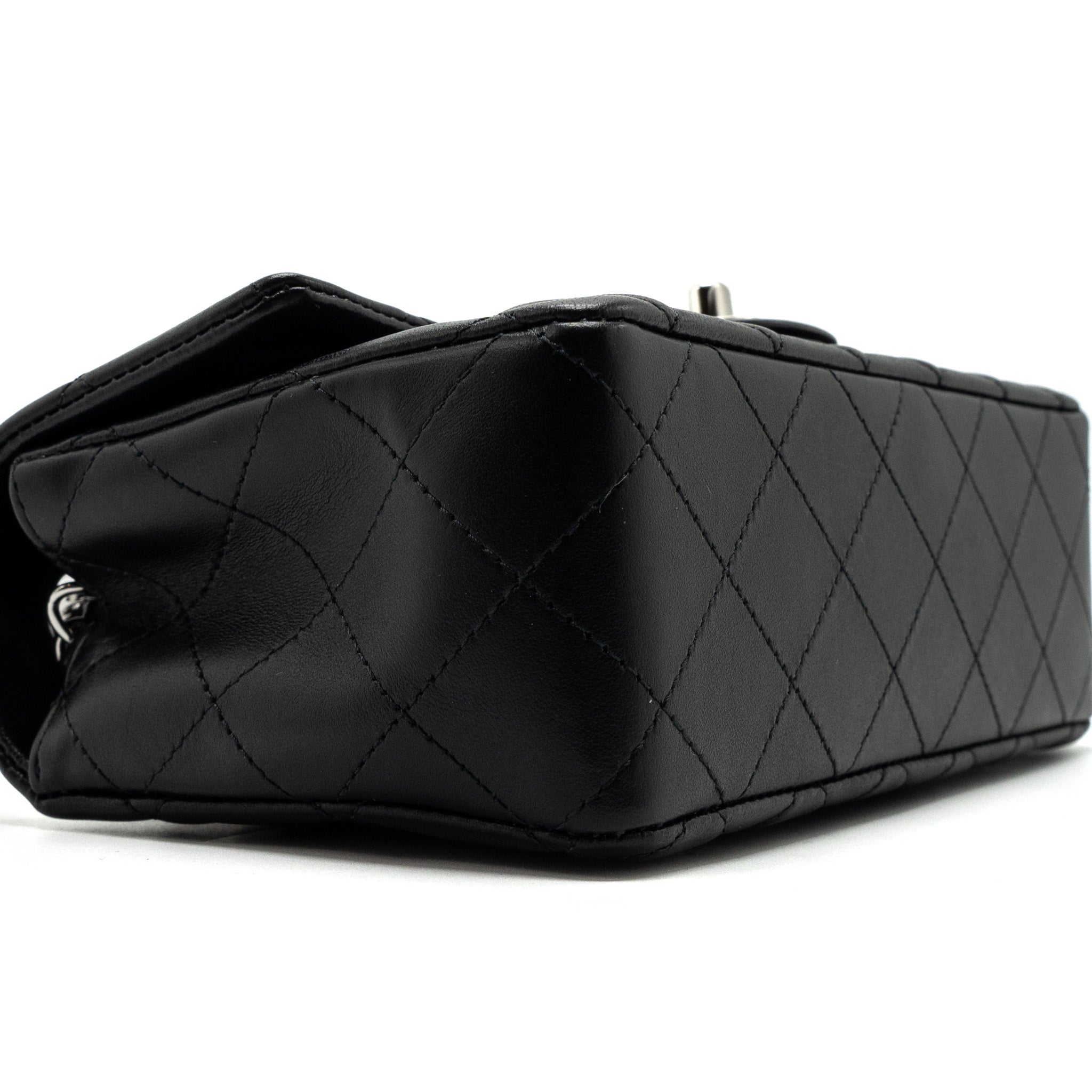 CHANEL MINI RECTANGULAR FLAP BAG LAMBSKIN BLACK SHW (MICROCHIP)