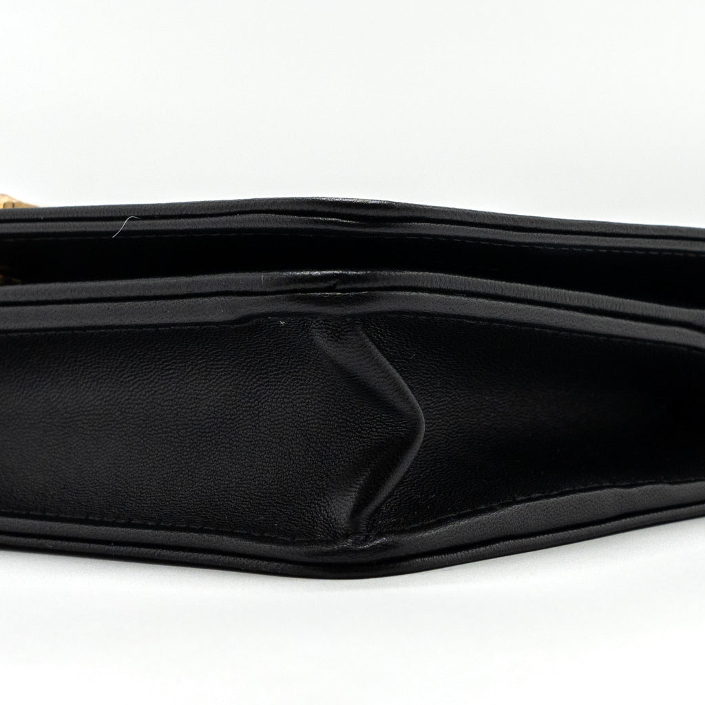 CHANEL BOY WALLET ON CHAIN LAMBSKIN BLACK GHW(MICROCHIP)