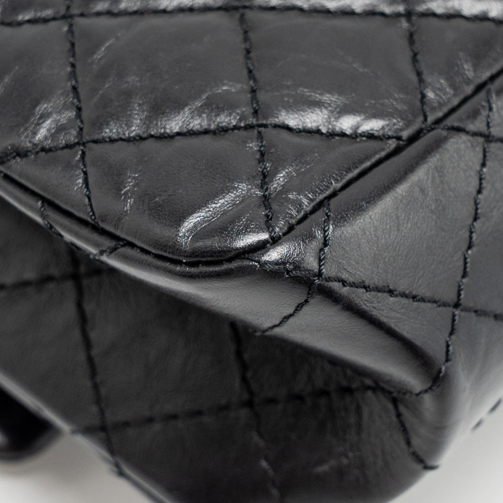 CHANEL SMALL 2.55 REISSUE FLAP BAG AGED CALFSKIN BLACK SHW