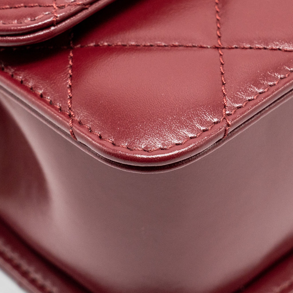 CHANEL GOLD CRUSH MINI FLAP BAG CALFSKIN RED GHW (MICROCHIP)