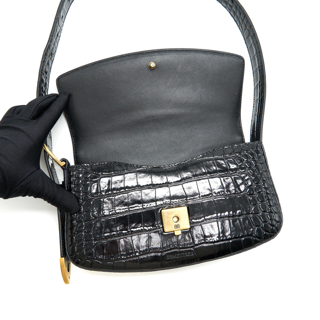 BALENCIAGA GHOST SLING BAG BLACK GHW