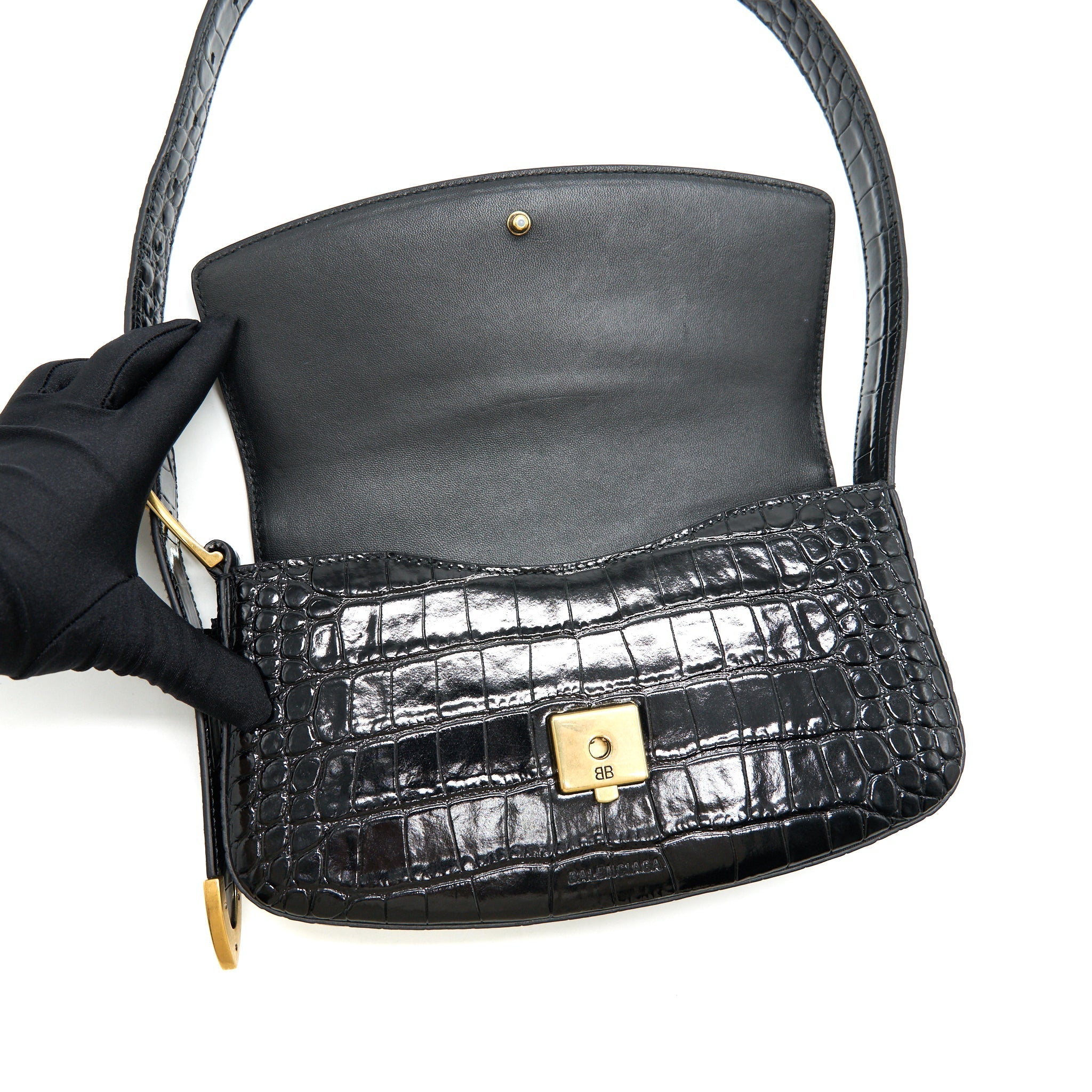 BALENCIAGA GHOST SLING BAG BLACK GHW