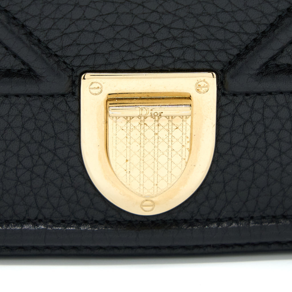 DIOR DIORAMA WALLET ON CHAIN GRAINED CALFSKIN BLACK LGHW