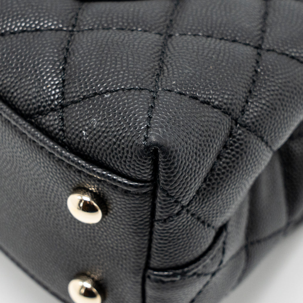 CHANEL SMALL COCO HANDLE CAVIAR BLACK LGHW (MICROCHIP)