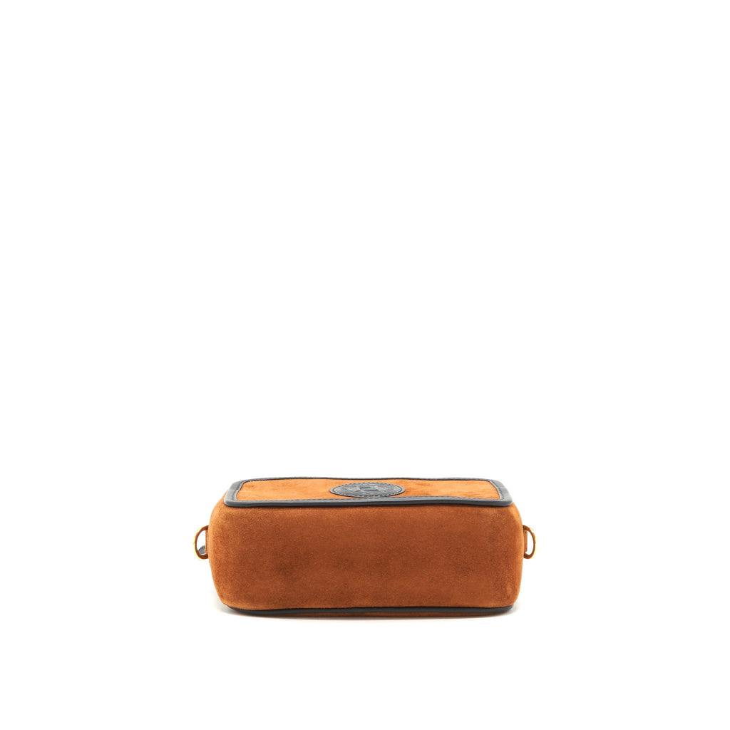 FENDI CAMERA CROSSBODY BAG SUEDE LEATHER BROWN/ BLACK GHW