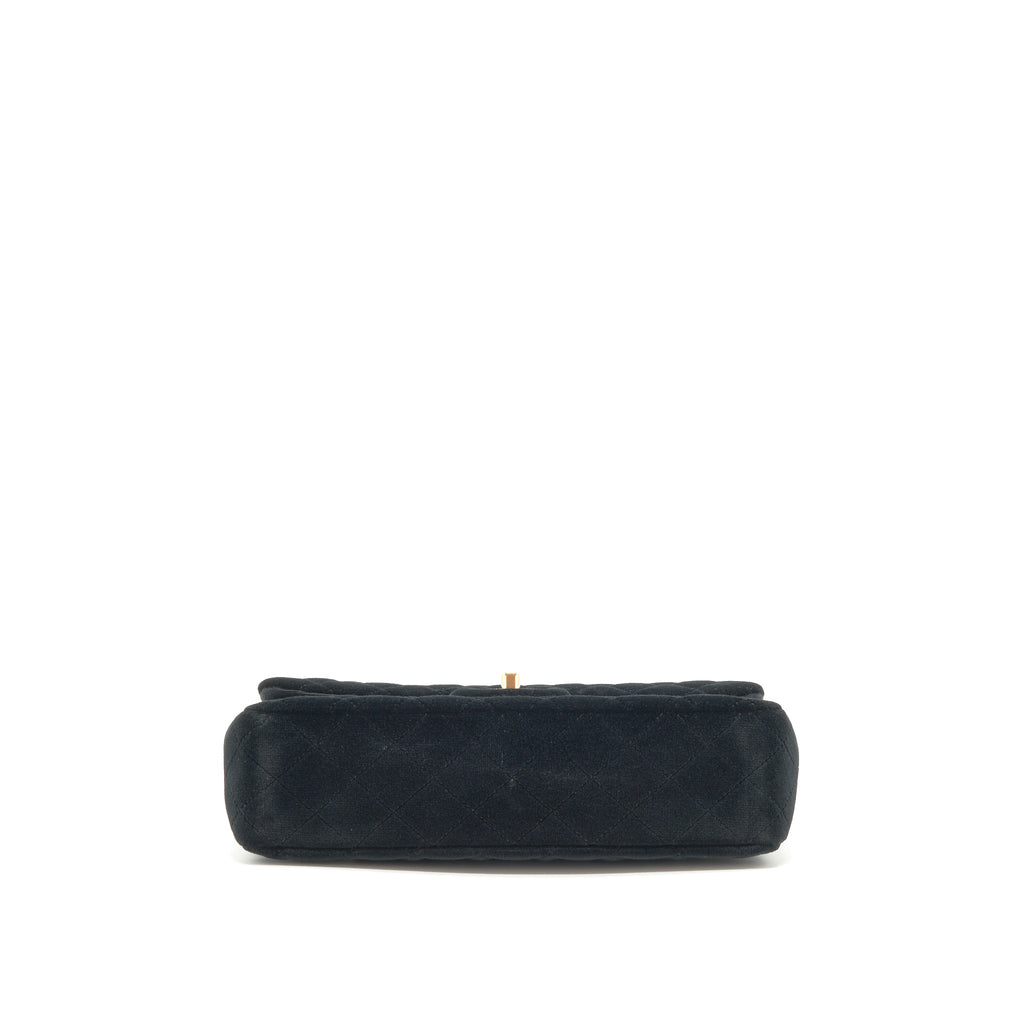 CHANEL VELVET MEDIUM CLASSIC DOUBLE FLAP BAG VELVET BLACK LGHW