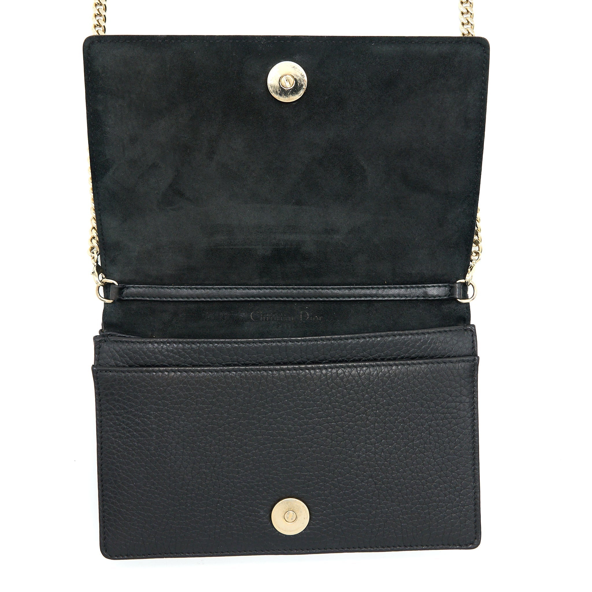 DIOR DIORAMA WALLET ON CHAIN GRAINED CALFSKIN BLACK LGHW