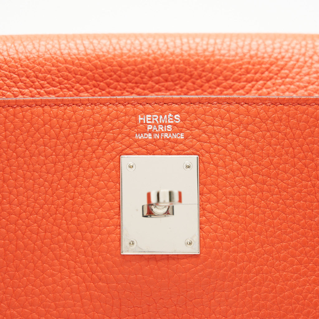 HERMES KELLY 32 ORANGE POPPY CLEMANCE LEATHER SHW