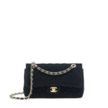 CHANEL VELVET MEDIUM CLASSIC DOUBLE FLAP BAG VELVET BLACK LGHW