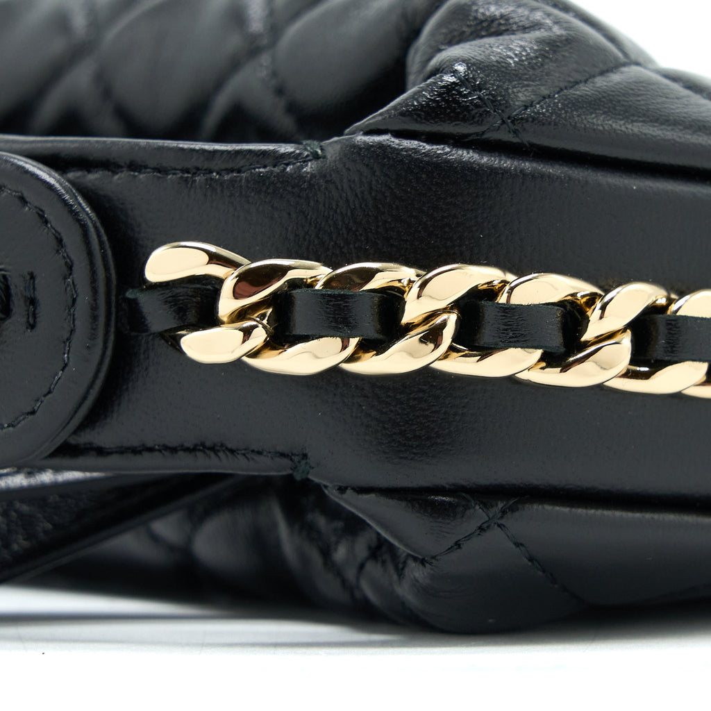 CHANEL 23C ROUND CRUISE POUCH LAMBSKIN BLACK LGHW (MICROCHIP)