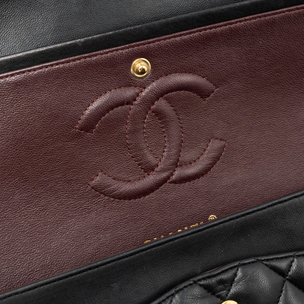 CHANEL MEDIUM CLASSIC DOUBLE FLAP BAG LAMBSKIN BLACK GHW