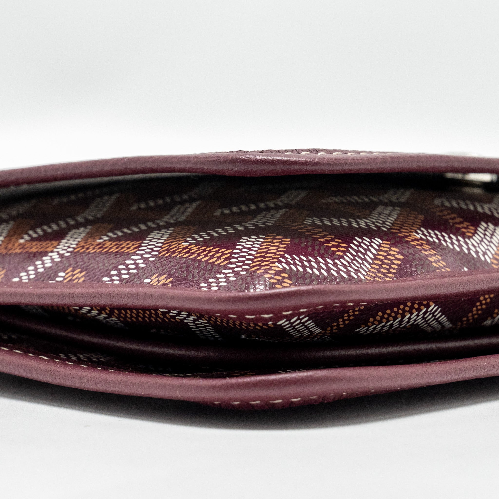 GOYARD PLUMET WALLET CLUTCH GOYARDINE CANVAS/LEATHER BURGUNDY SHW
