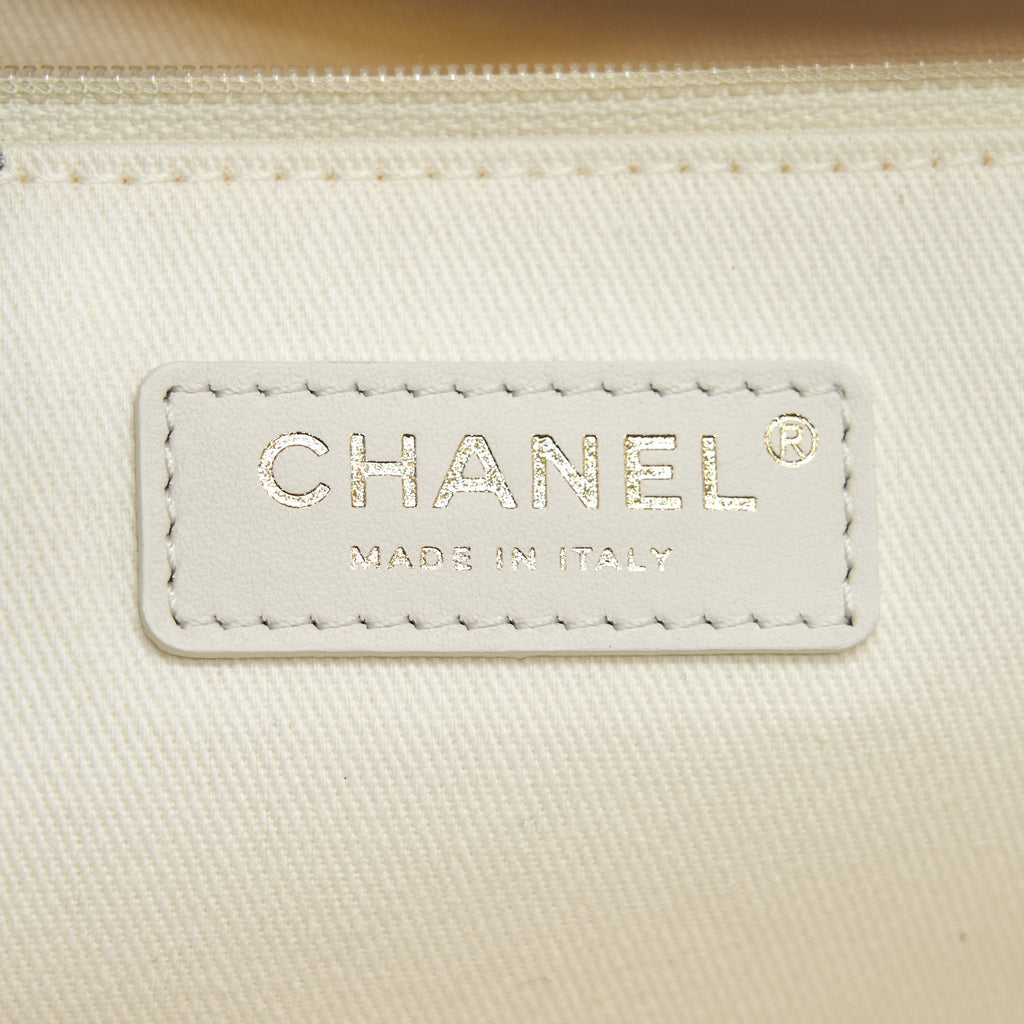 CHANEL DEAUVILLE TOTE BAG IN CREAMY WHITE/ BEIGE GHW